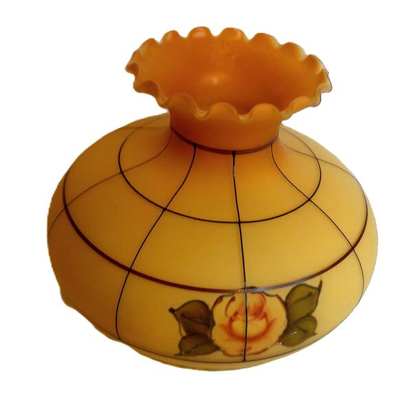 Vintage Reverse Painted Floral Glass Lampshade - Picture 2 of 7